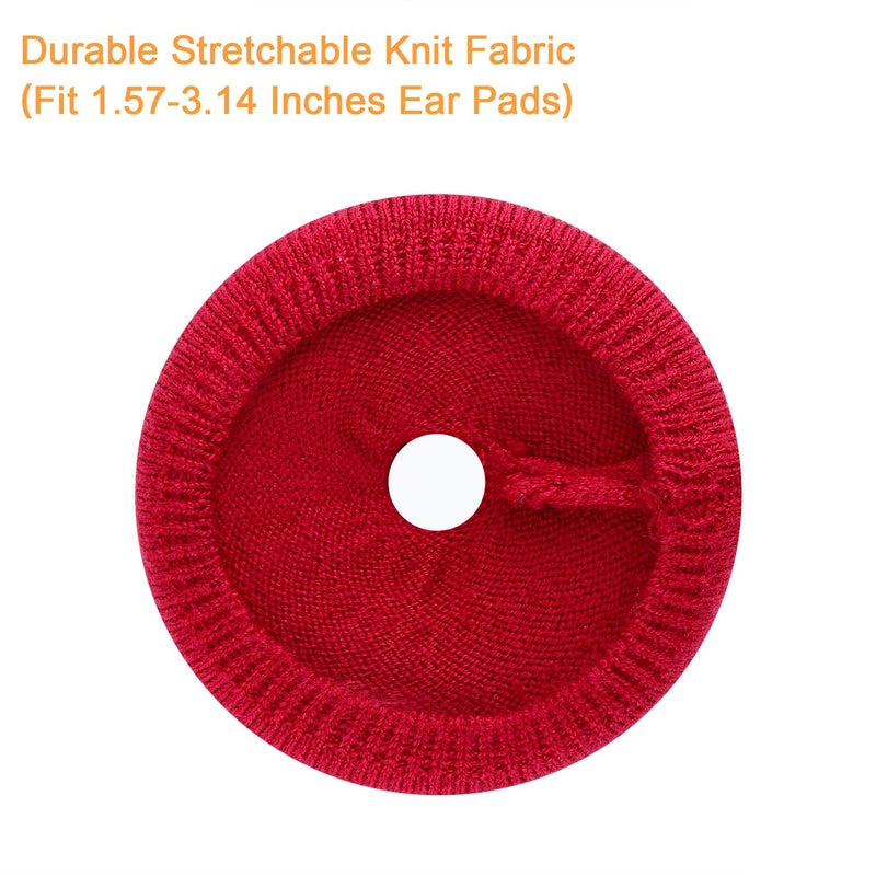 JARMOR Earpads Sweater Cover Protectors with Knit Fabric for Beats Solo 3/2, Solo HD/Mixr/EP Headphones and Other Headsets with 1.57-3.14 Inch Ear Cushions [ 2 Pairs ] (Red) - Image 3